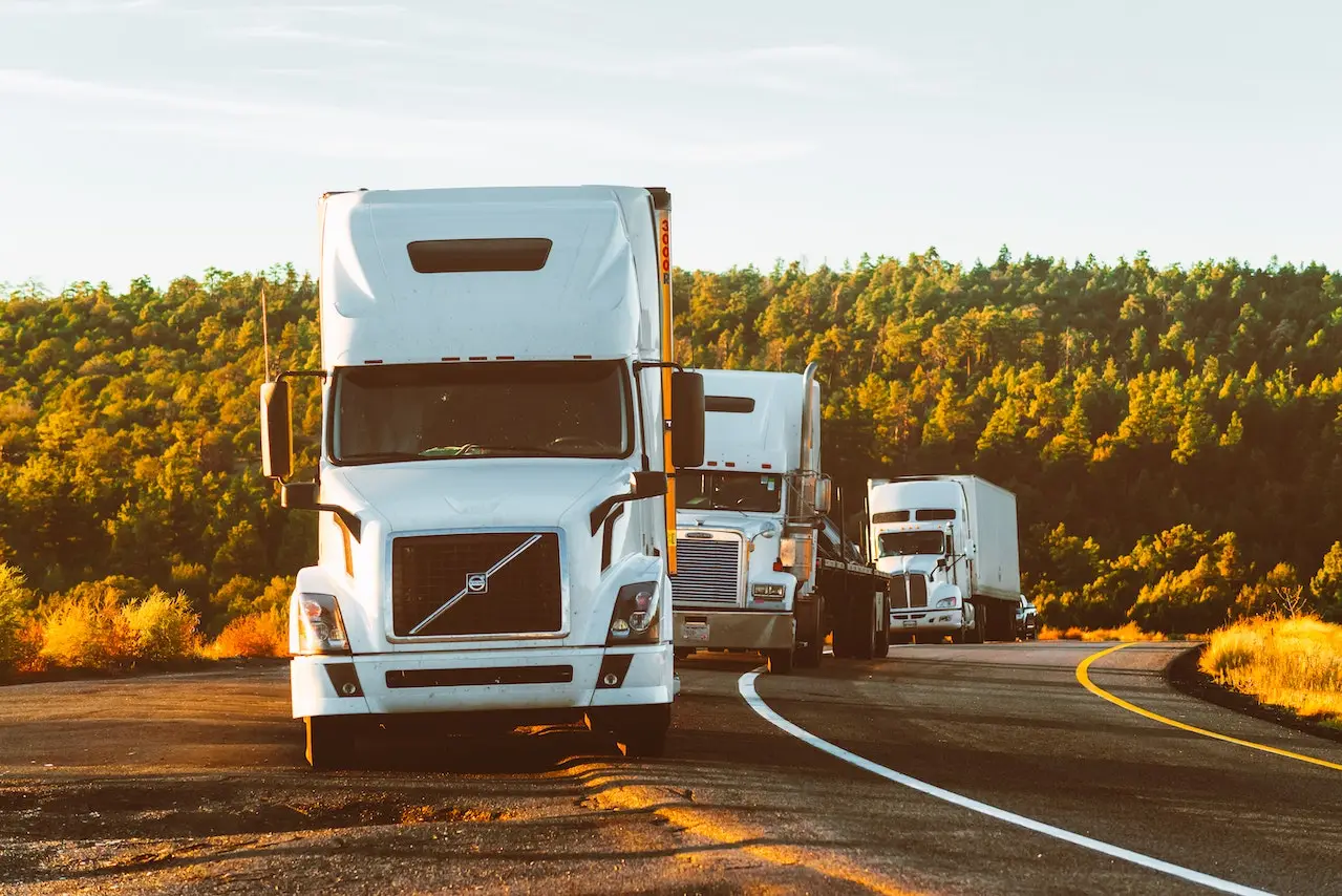 Truck parked at a roadside fuel stop before dispatch