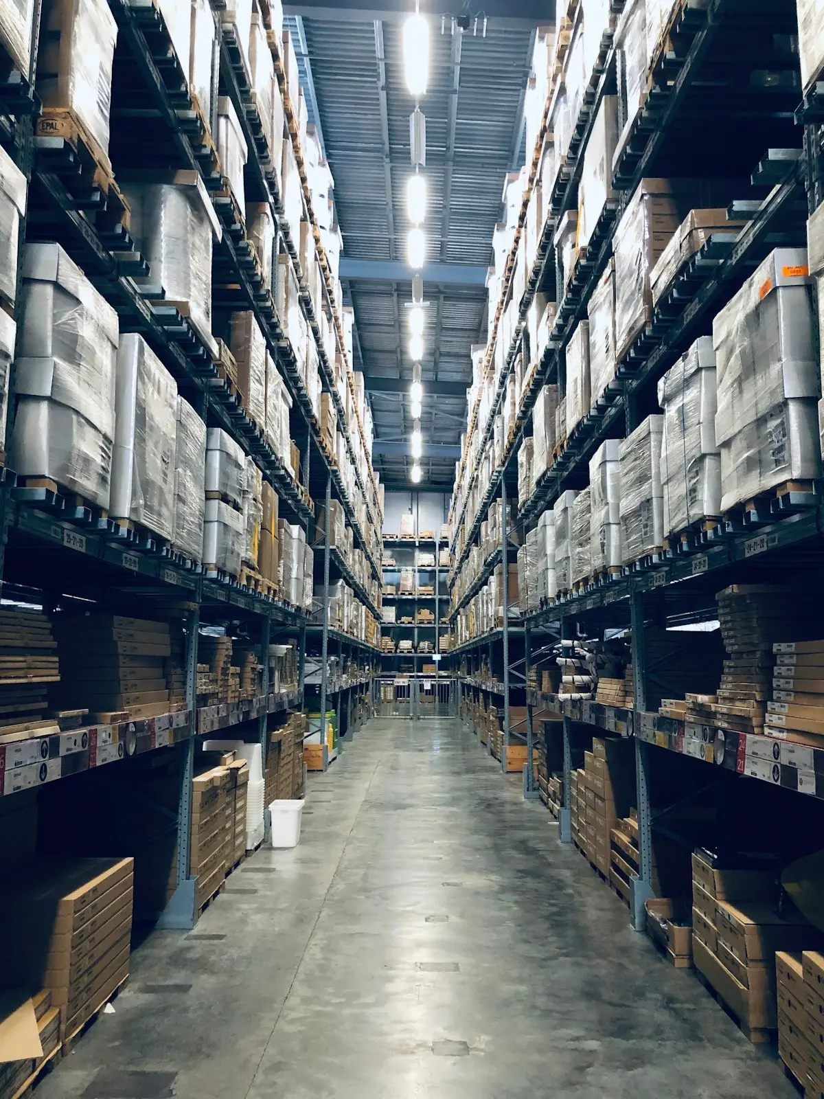 Pallets staged inside a Dallas warehouse